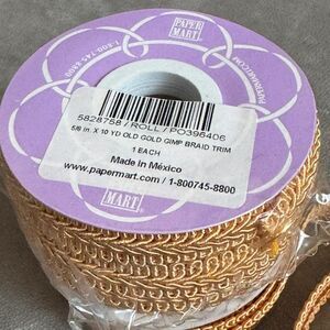 2 Rolls Old Gold French Braid Trim 5/8 in x10 Yd Sewing Craft Christmas New Gimp